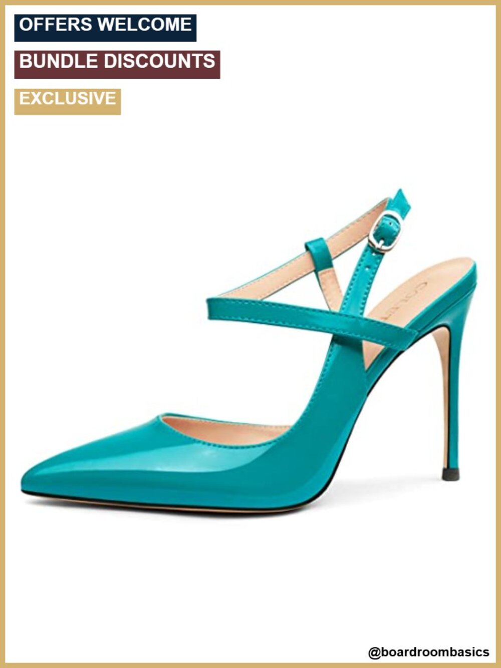 Slingback Stiletto Heels Pointed Toe Pumps 4" Heel Adjustable Buckle